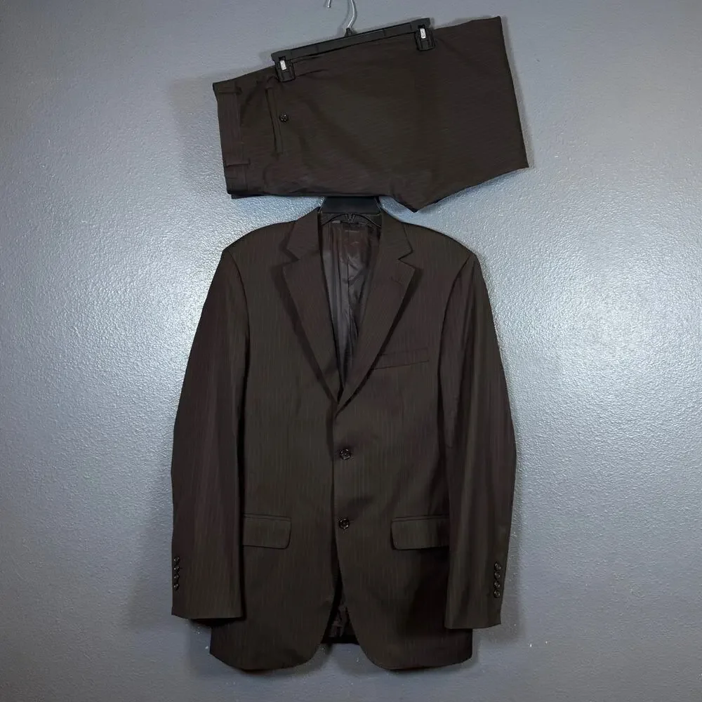 Pronto Uomo 39 long/33 waist grey suit jacket with pants 32/33 wool blazer 2 dot